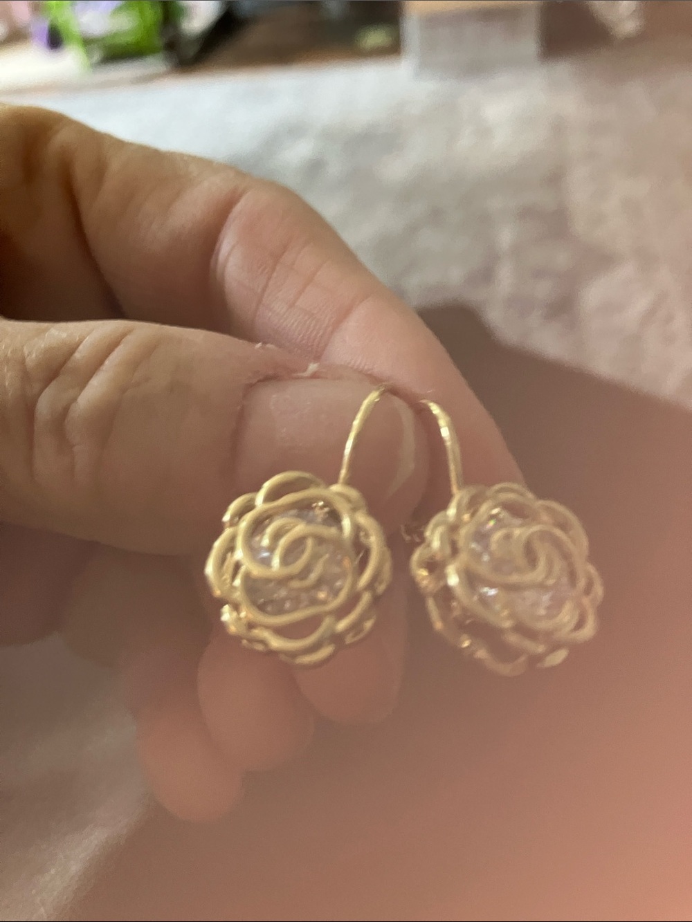 Gold Floral Drop Earrings - Women Jewelry